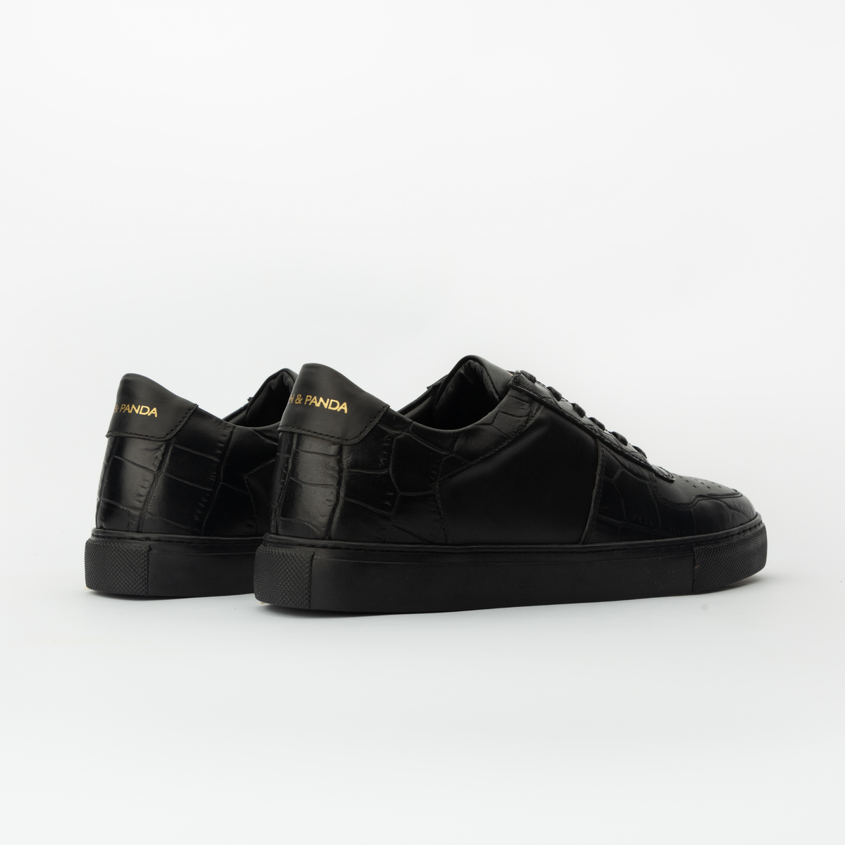 Sneakers BASE en cuir noir - croco noir