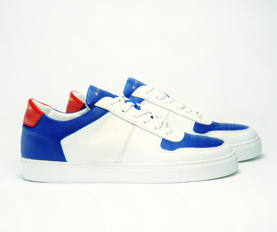 Sneakers BASE en cuir blanc, bleu et rouge Men & Panda