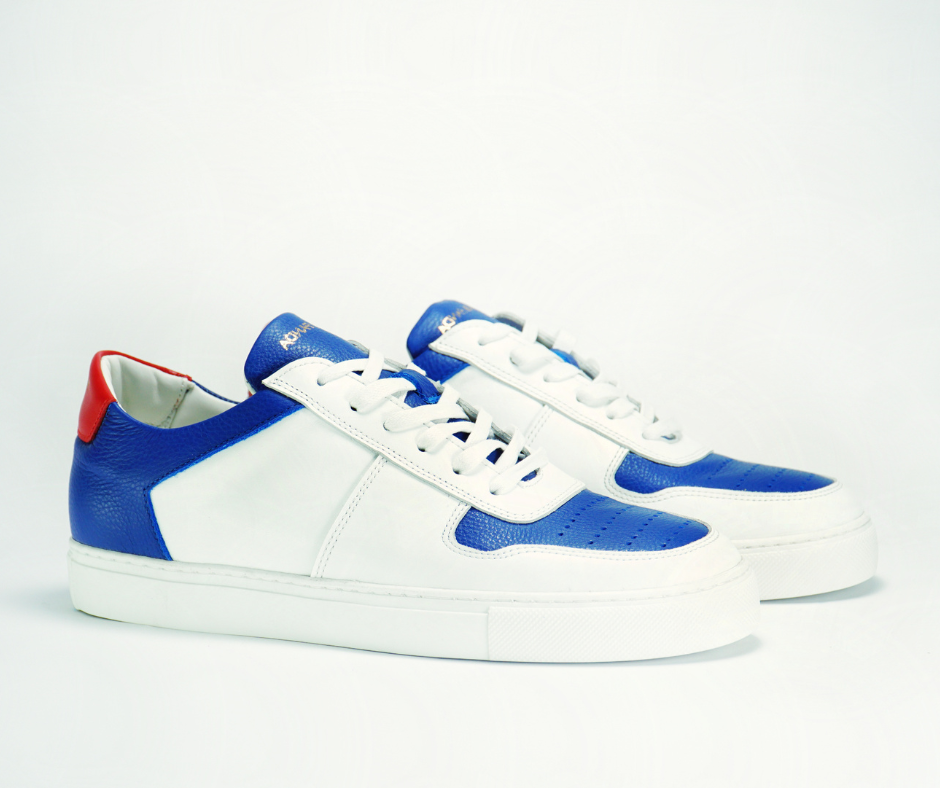 Sneakers BASE en cuir blanc, bleu et rouge Men & Panda