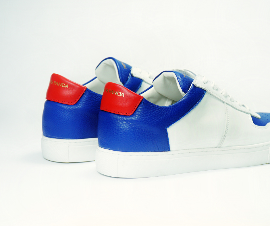 Sneakers BASE en cuir blanc, bleu et rouge Men & Panda