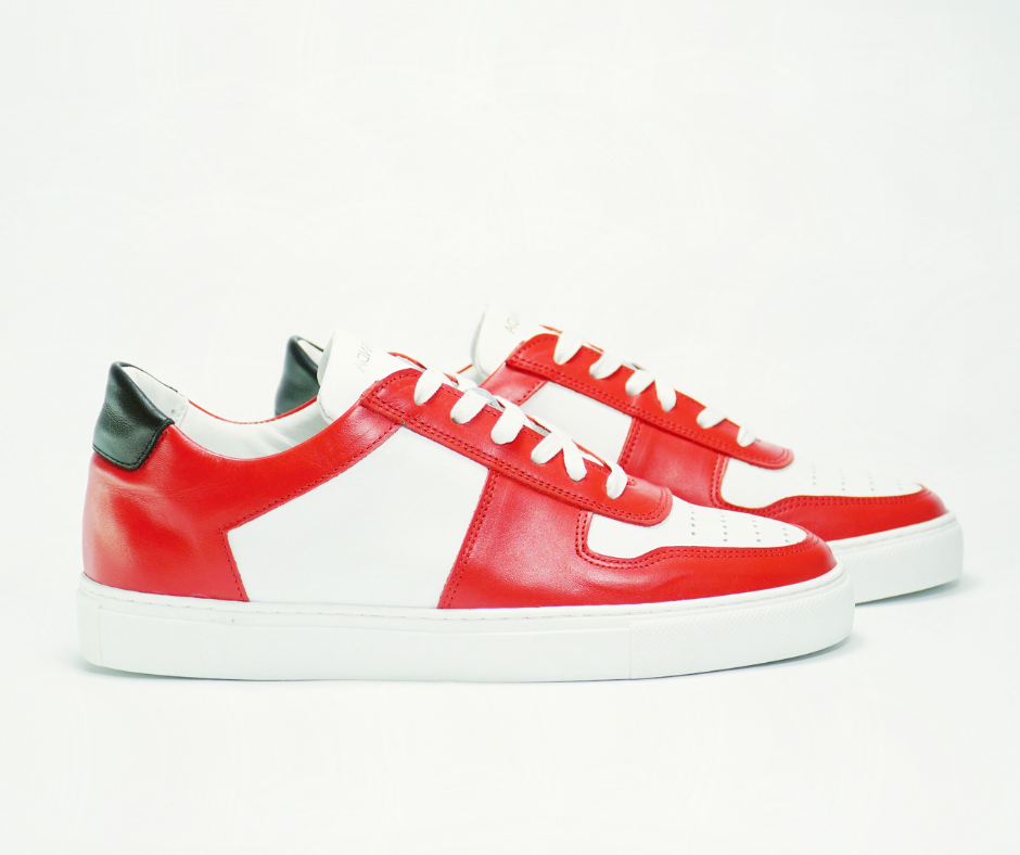 Sneakers BASE en cuir blanc et rouge Men & Panda