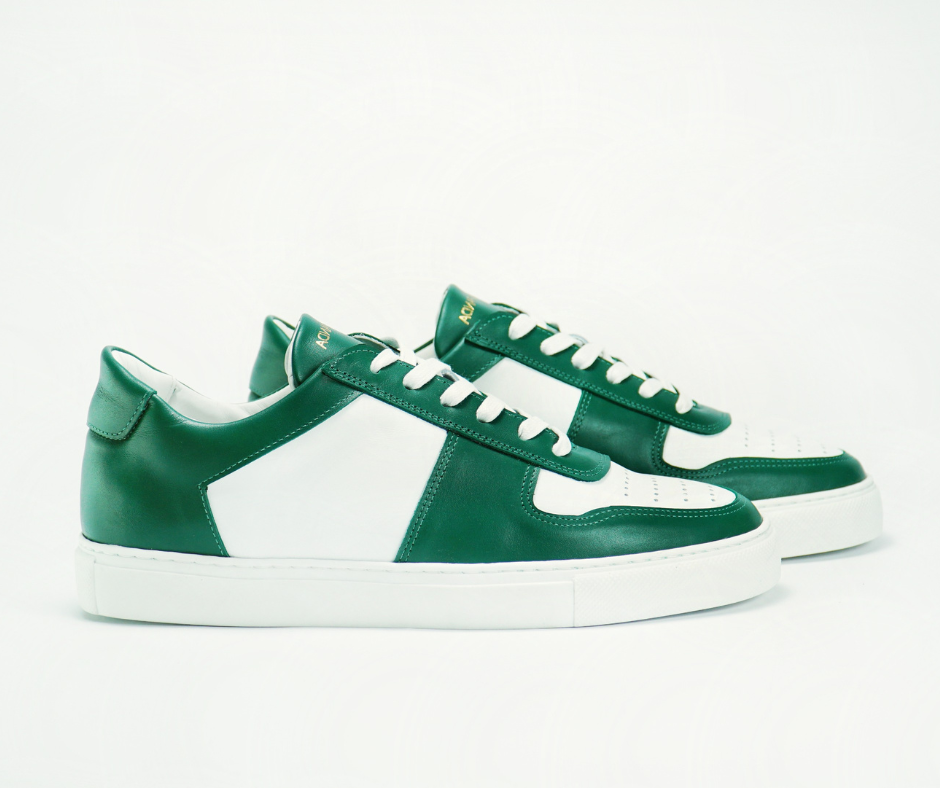 Sneakers BASE en cuir blanc et vert Men & Panda