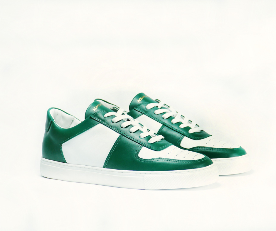 Sneakers BASE en cuir blanc et vert Men & Panda
