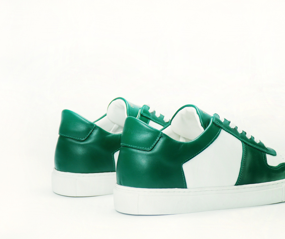 Sneakers BASE en cuir blanc et vert Men & Panda