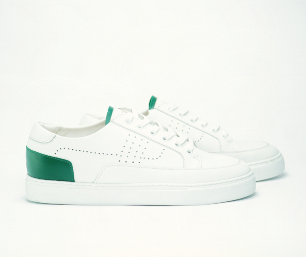 Sneakers CANNY en cuir blanc et vert Men & Panda