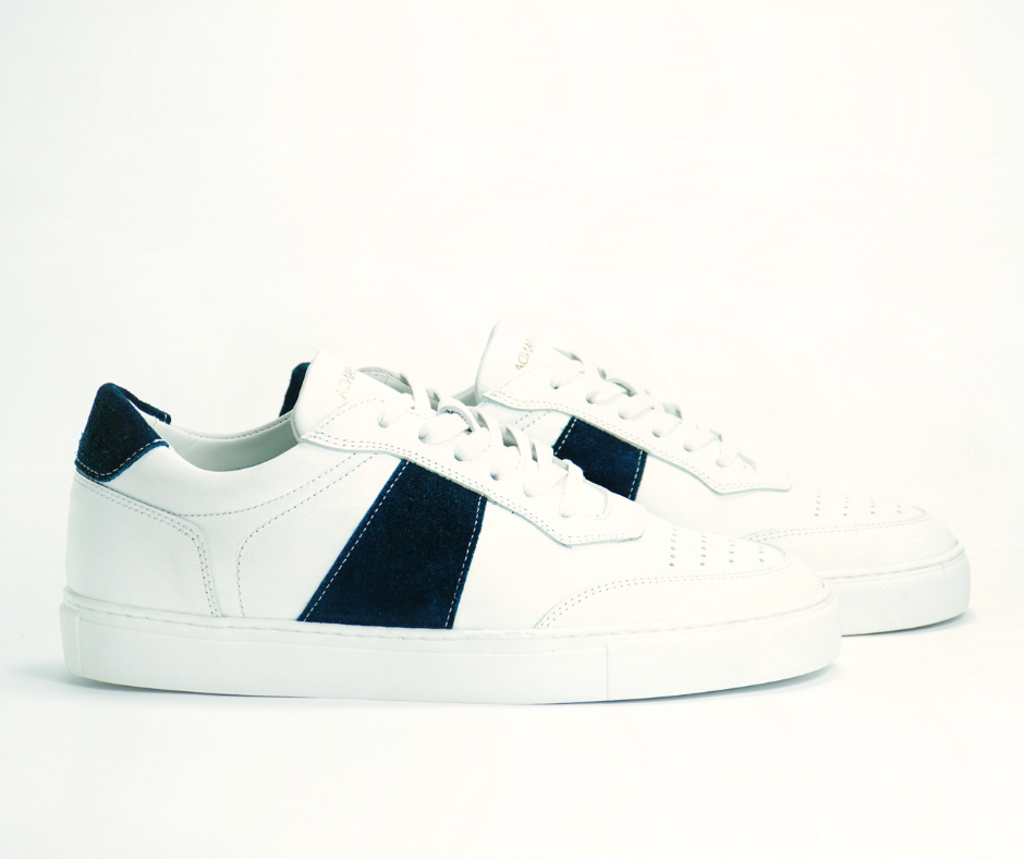 Sneakers COURT en cuir blanc et bleu Men & Panda