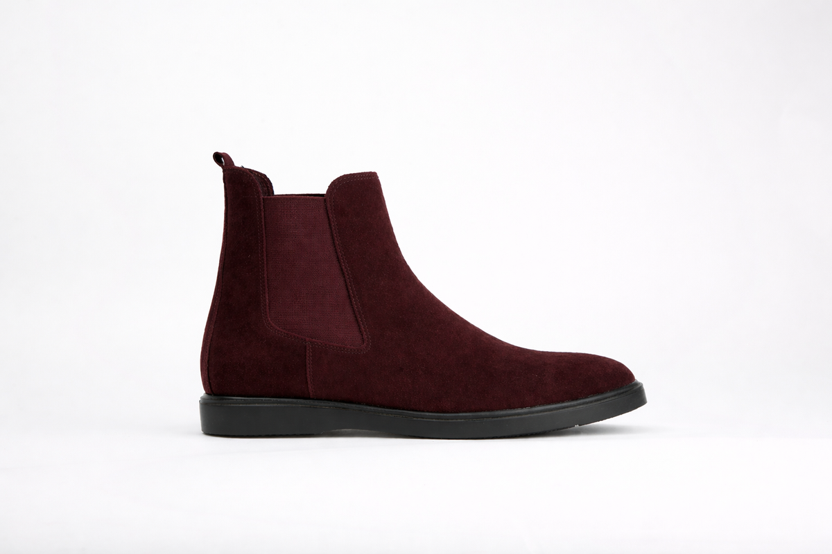 Bottine Chelsea en daim bordeaux