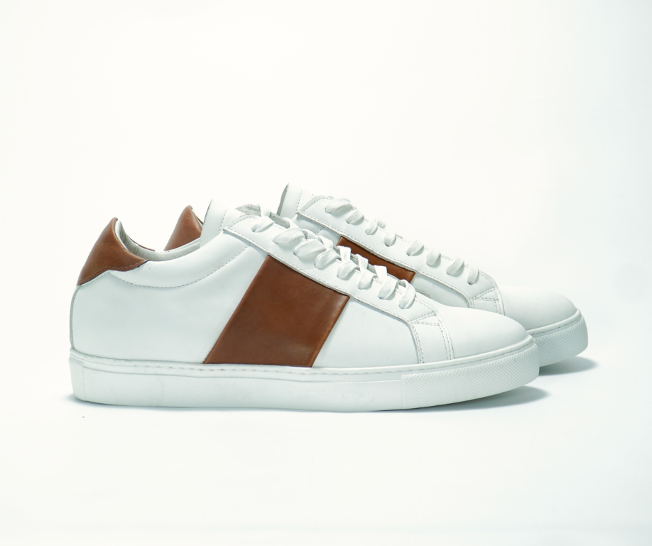Sneakers GHOST en cuir blanc et camel men and panda