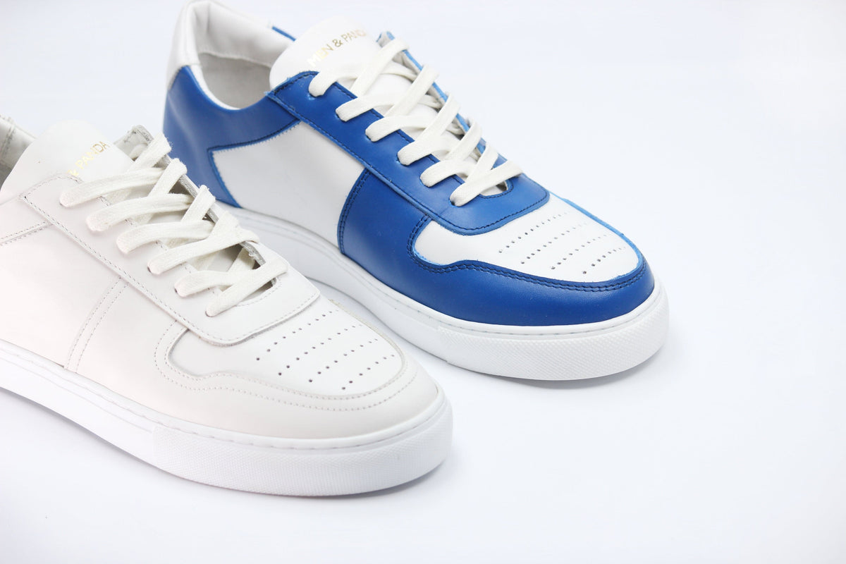 Sneakers BASE en cuir blanc et bleu Men & Panda