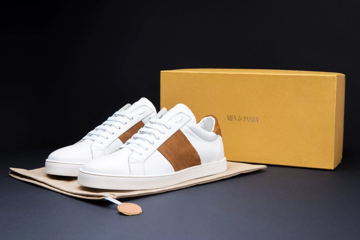 Sneakers GHOST en cuir blanc et cognac men and panda