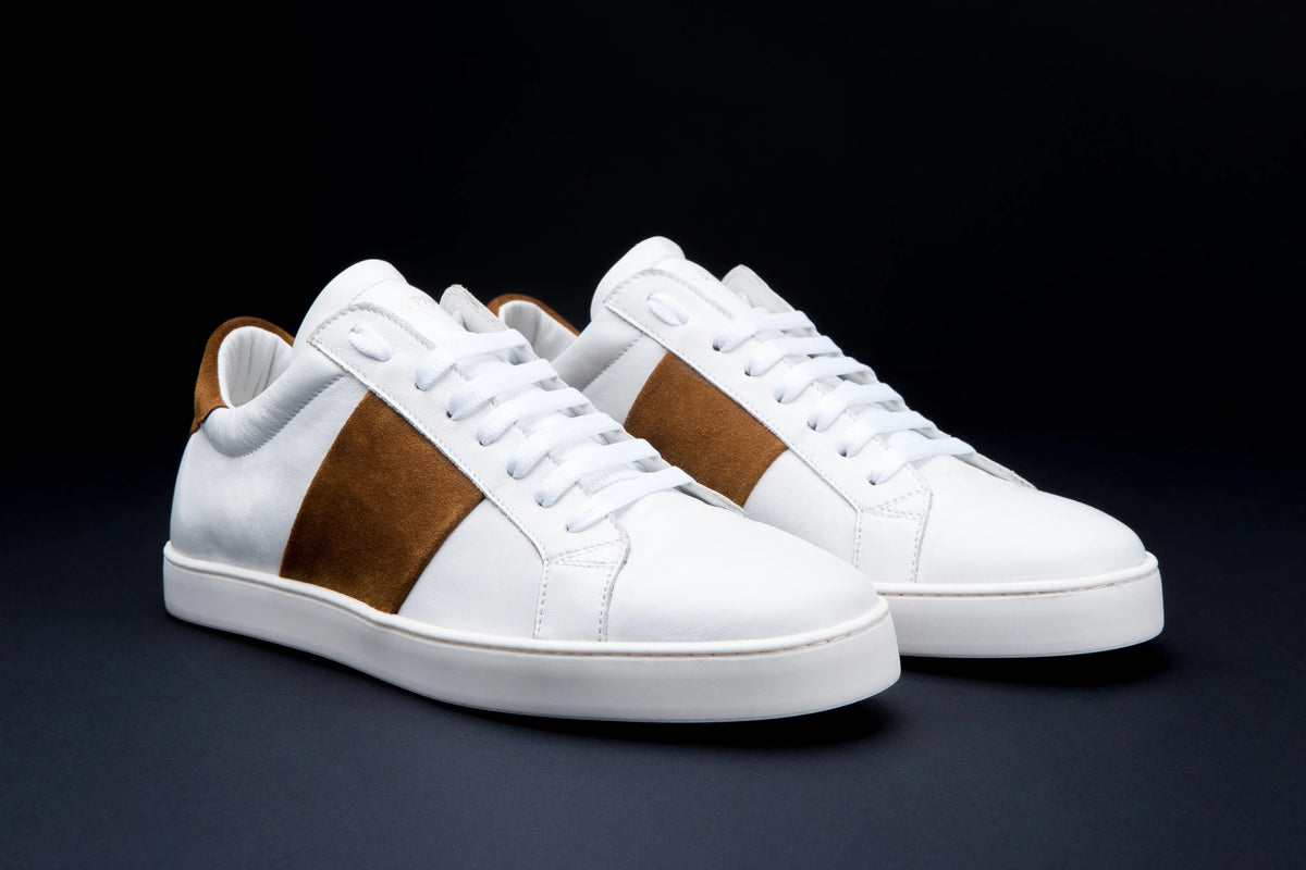 Sneakers GHOST en cuir blanc et cognac men and panda