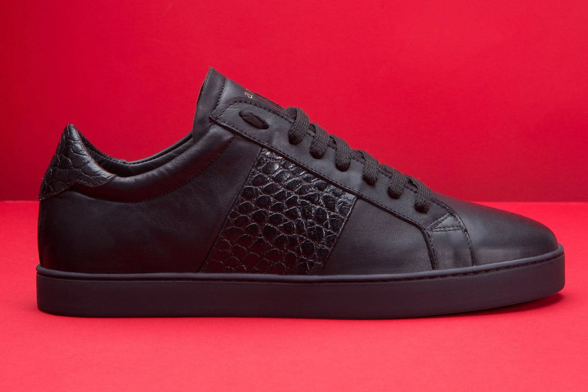 Sneakers GHOST en cuir croco noir men and panda