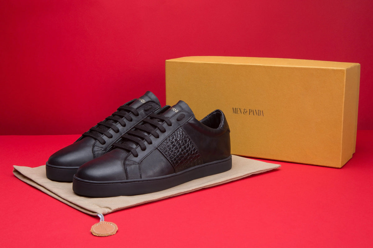 Sneakers GHOST en cuir croco noir men and panda