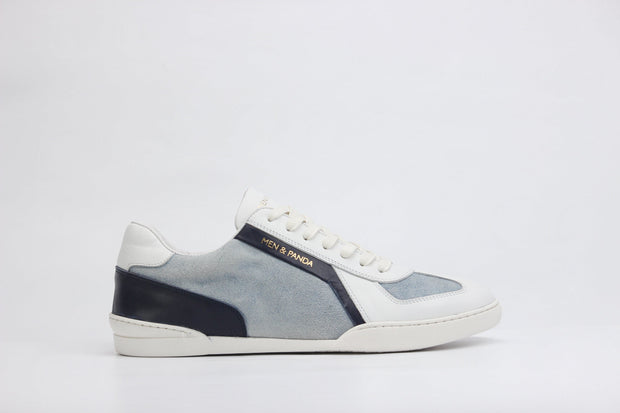 Sneakers RETRO en daim bleu - cuir blanc Men & Panda