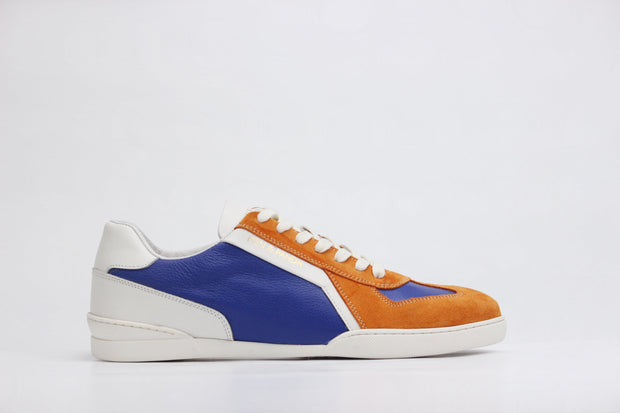 Sneakers RETRO en cuir bleu - daim orange Men & Panda